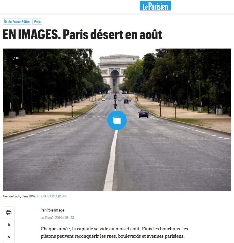 Champs-Elysées, Paris désert en août