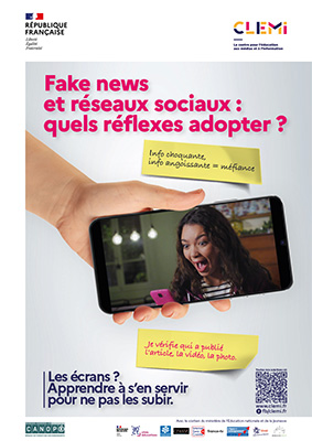 Affiche "Fake news et réseaux sociaux : quels réflexes adopter ?"