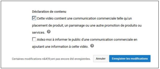 Signalétique de la publicité sur YouTube