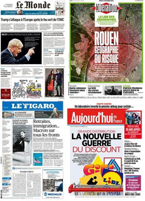 Unes du Monde, de Libération, du Figaro et d'Aujourd'hui en France