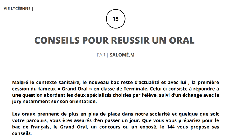 Conseils pour réussir un oral