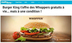 Burger King t’offre des Whoppers gratuits à vie