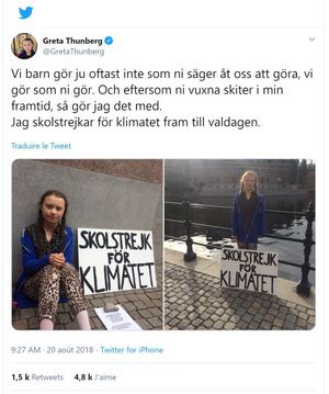 Tweet de Greta Thunberg