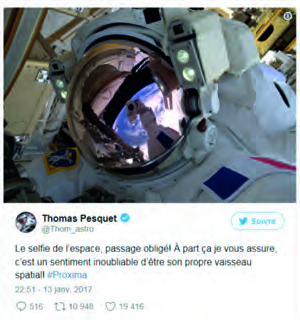 Un selfie où la Terre se reflète dans le casque du scaphandre